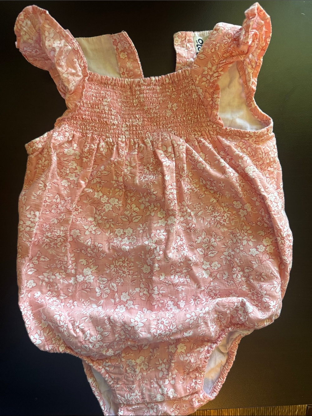 Jojo Maman Bebe Pink Floral Baby Romper with Ruffles 18-24
